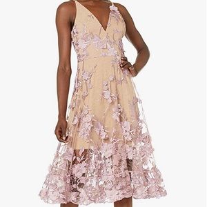 Dress the Population Audrey mid A-line lilac dress